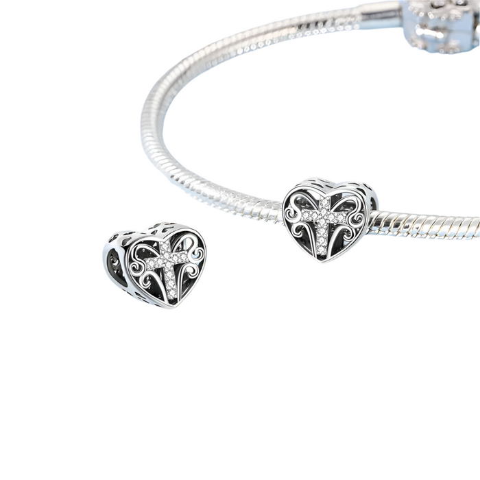 925 Sterling Silver Heart Charm Pendant Fits Bracelets Diy Party Jewelry