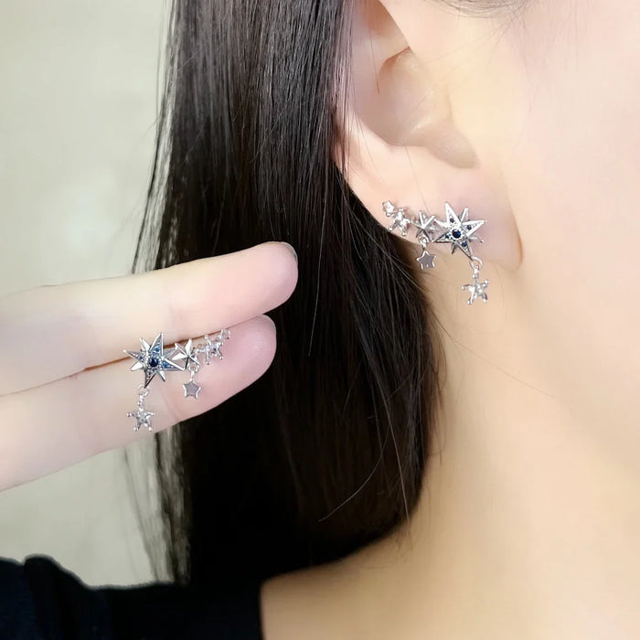 925 Sterling Silver Boho Star Ear Climber Earrings For Women