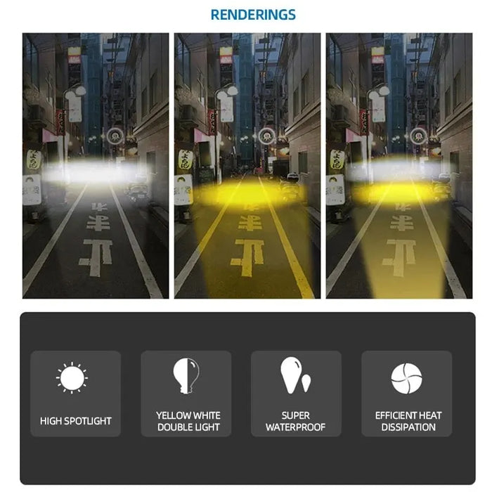 Motorcycle Dual Colour Headlights High / Low Beam 2 Lens Super Bright Scooter / Motorbike Fog Lamp