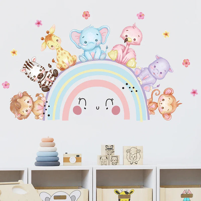 Colourful Animal Wall Stickers For Kids Room Decor