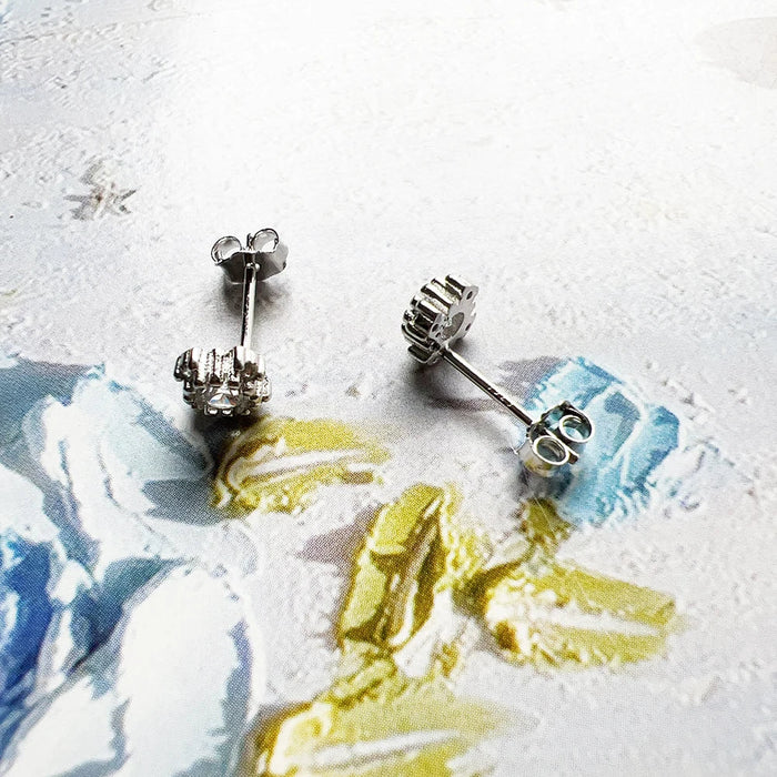 925 Sterling Silver White Zircon Ear Studs For Women