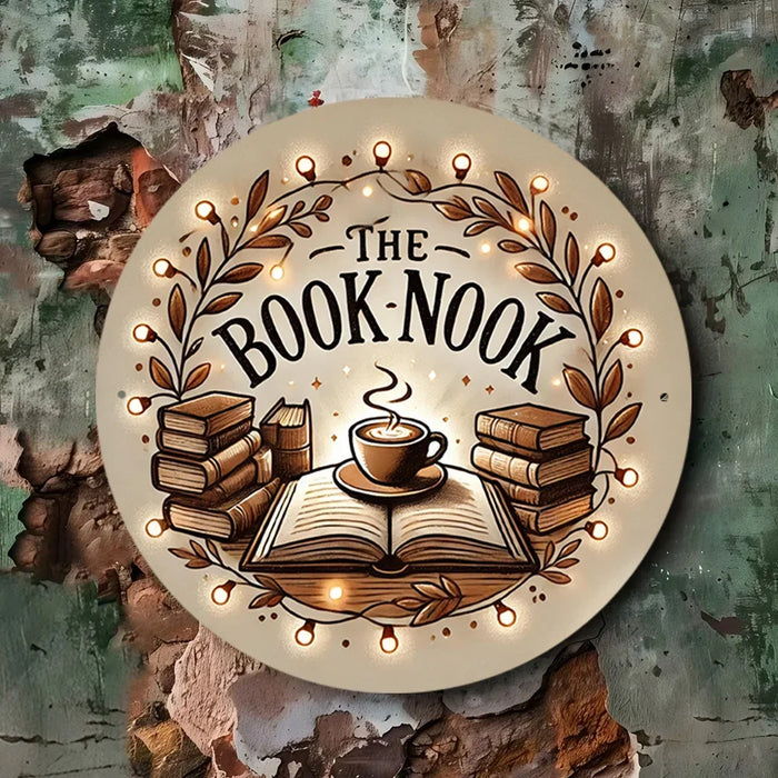 Waterproof 1Pc Book Nook Themed Aluminum Wall Art 8X8 Inch Inches