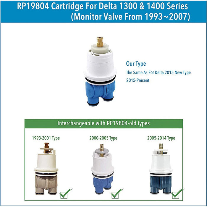 Rp19804 Cartridge Assembly For Delta 1300 1400 Series Tub / Shower Valves Fit For Delta Select Monitor Valves