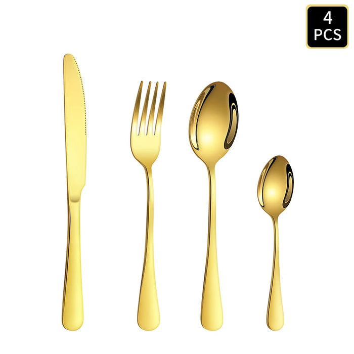 4 / 16 / 24 Piece Stainless Steel Cutlery Set Round Handle Wedding / Hotel