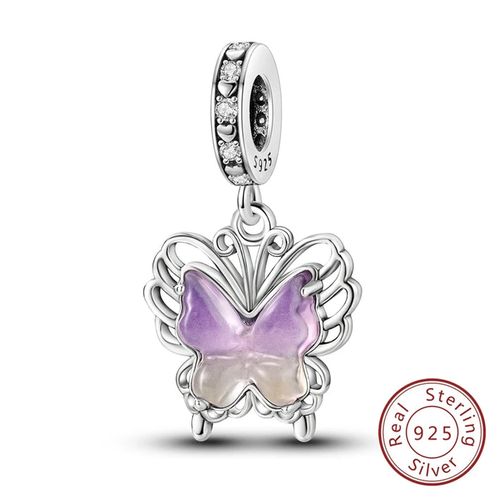925 Sterling Silver Butterfly Pendant Fits Bracelet Diy Gift For Women