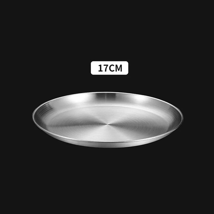 Korean Style Stainless Steel Bbq Plate Round Shallow Dish