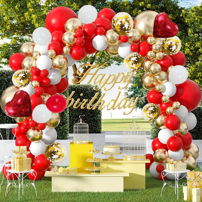 123Pcs Red And Gold Balloon Garland Arch Kit For Weddings Birthdays Anniversaries Valentine'S Day Bridal Party Celebrations