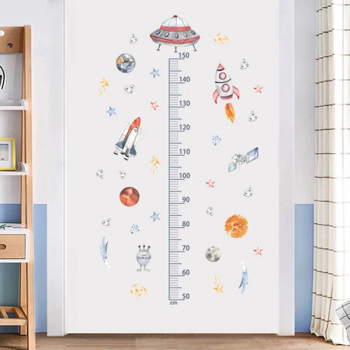 Watercolour Outer Space Growth Chart Wall Decals For Kids Room