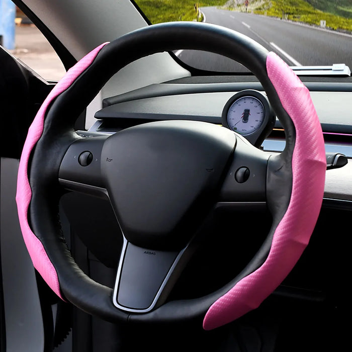 Non-Slip Carbon Fiber Steering Wheel Cover Universal Fit