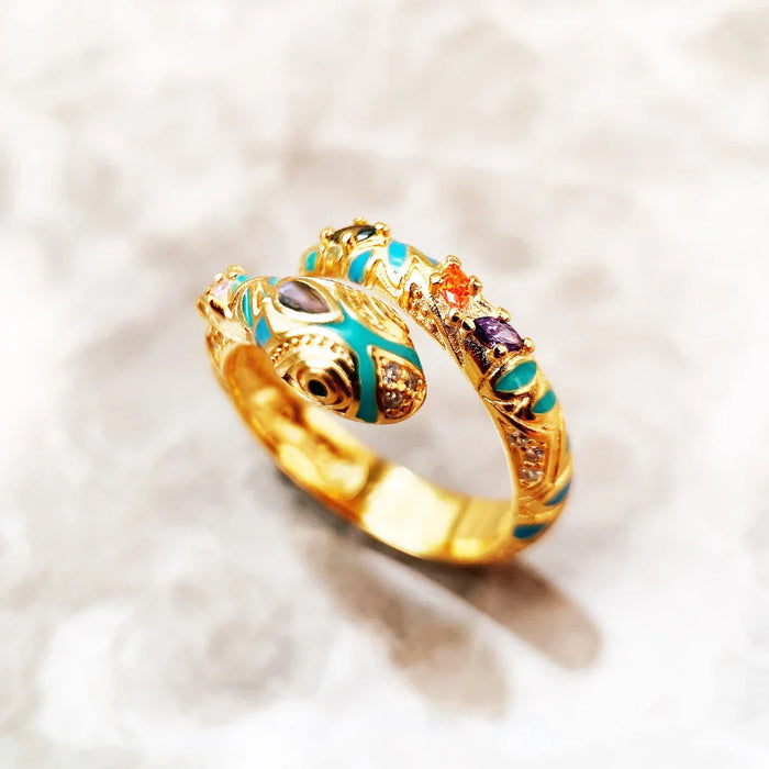 925 Sterling Silver Golden Snake Ring European Fashion Jewelry For Women
