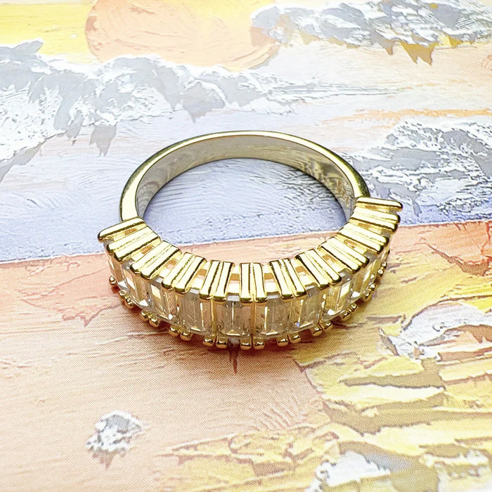 925 Sterling Silver Stunning Zircon Gold Ring Trend