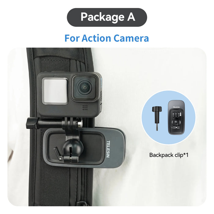 360 Degree Magnetic Backpack Clip Mount For Gopro Insta360 Dji Action Cameras