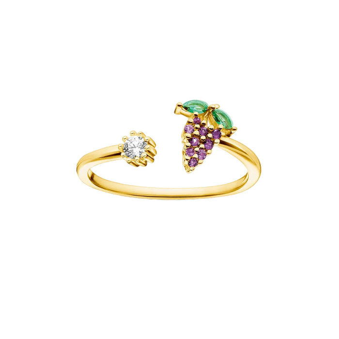 925 Sterling Silver Gold Grape Ring Sweet & Stylish For Women
