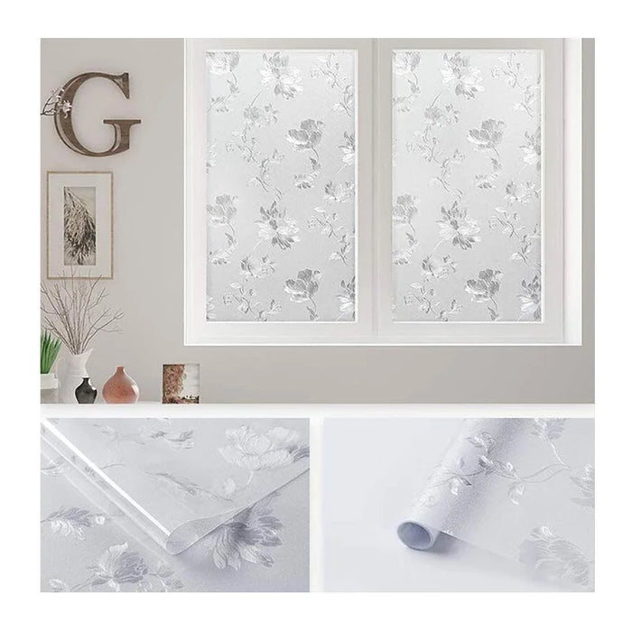 Frosted 3D Flower Window Film - Non-Adhesive Uv Protection For Home Bathroom Office