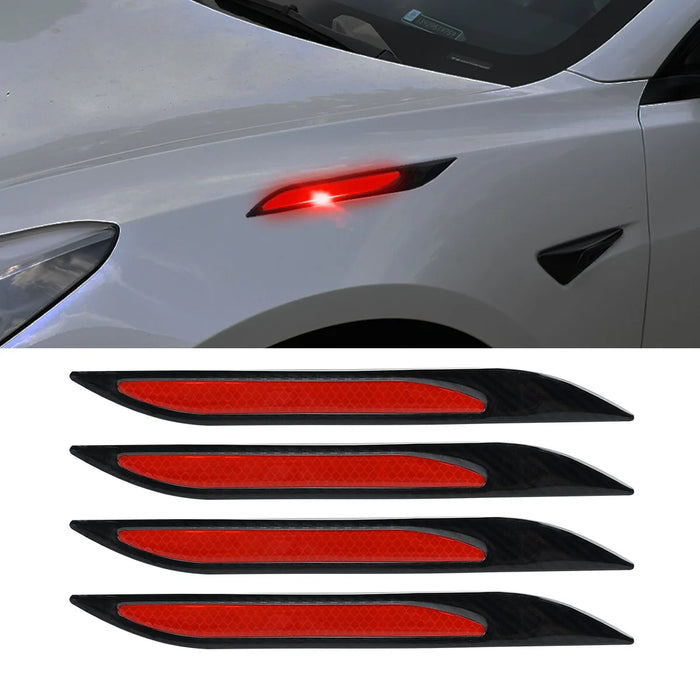 4Pcs Car Reflective Strips Carbon Fiber Bumper Protector Auto Safety Warning Sticker Anti-Scratch Tape Auto Styling