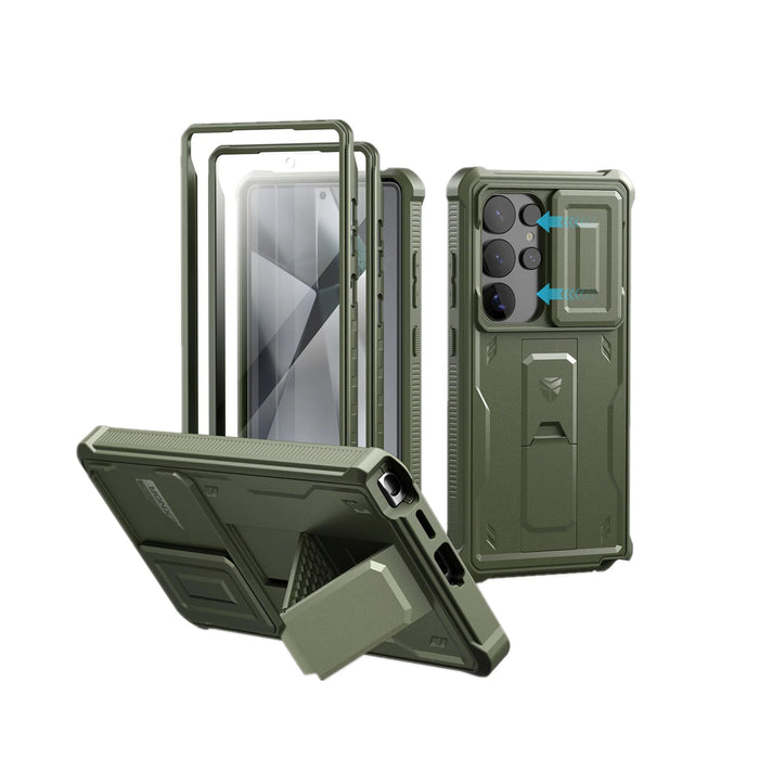 For Samsung Galaxy S25 / S25 Plus / S25 Ultra 2025 Full Body Shockproof Camera Case & Built-In Screen Protector Kickstand