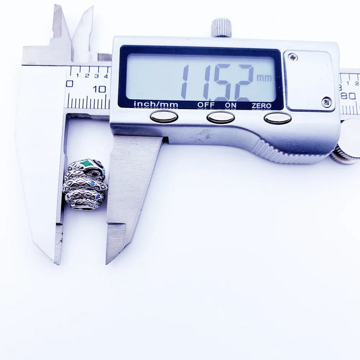 925 Sterling Silver Blue Snake Bead Ethnic Charm For European Bracelets