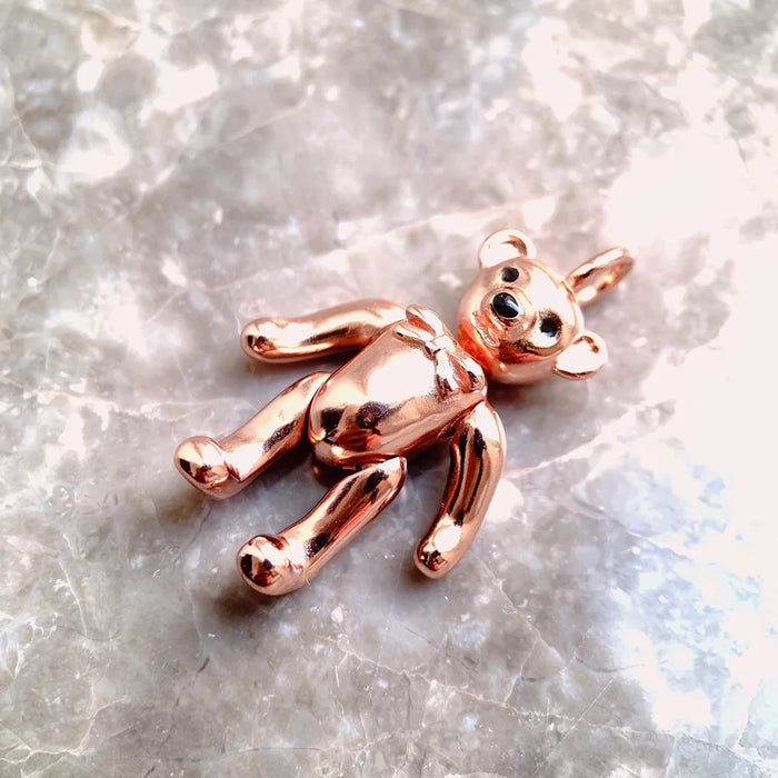 925 Sterling Silver Teddy Bear Pendant Pure Rose Gold Colour Soul Gift For Women