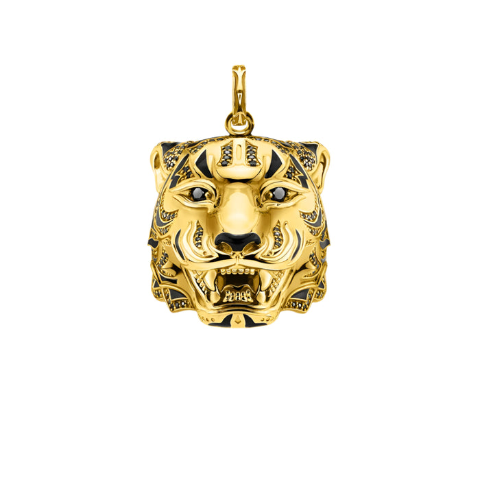 925 Sterling Silver Golden Tiger Pendant Rebel Jewelry For Men & Women