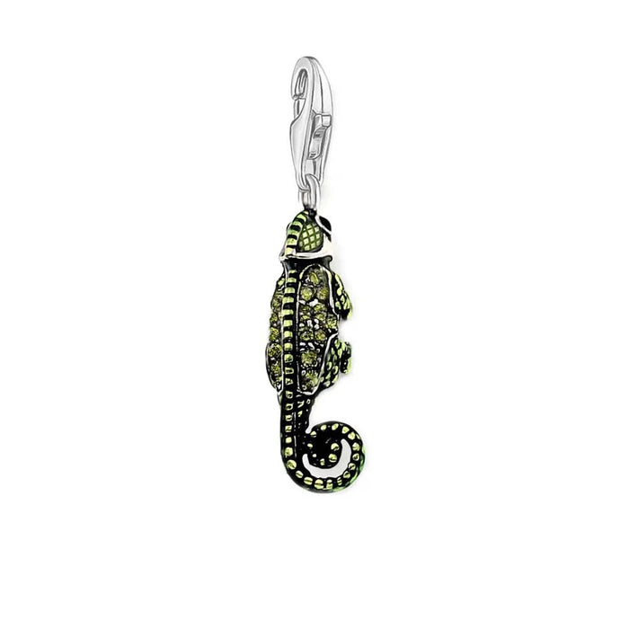 925 Sterling Silver Green Lizard Chameleon Charm Real Fine Jewelry Gift For Women & Men