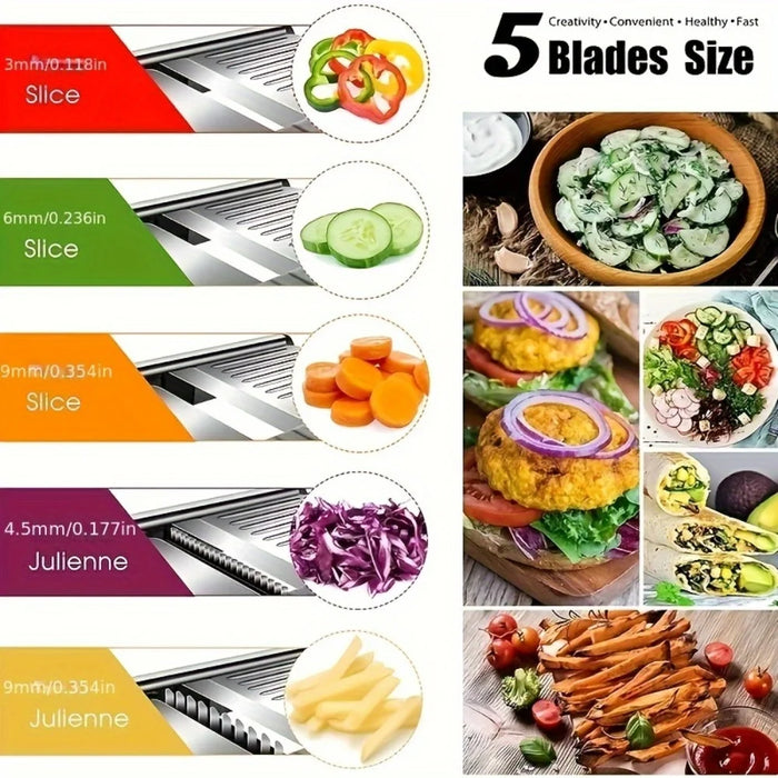 Adjustable 5 Blade Mandoline Slicer Stainless Steel Vegetable Slicer