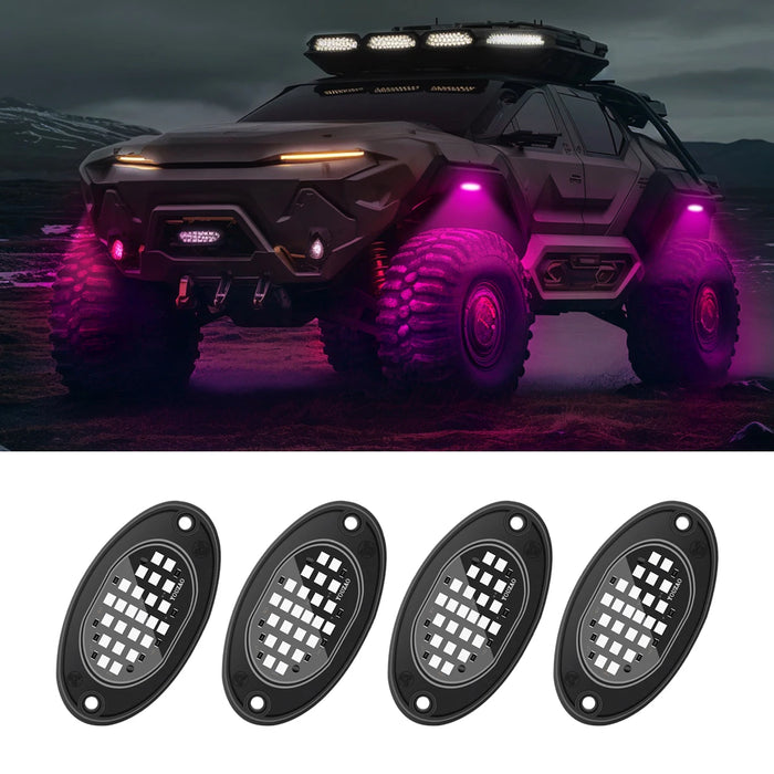 4Pcs Led Rock Lights For Trucks Off Road Jeep Suv Atv Utv Car Chassis Light