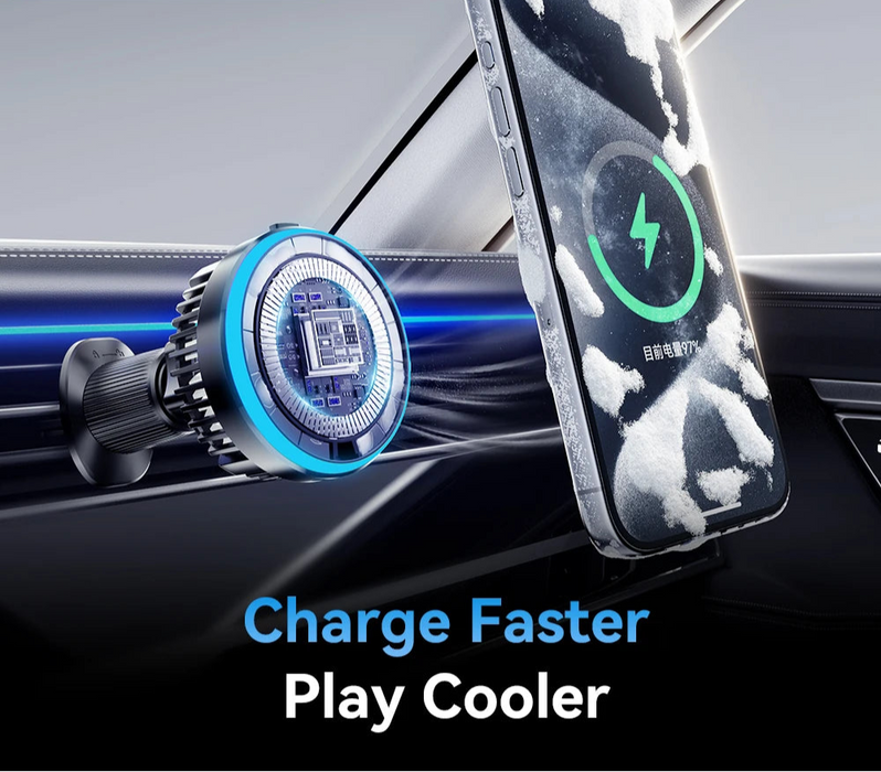 15W Ice Cooling Magnetic Wireless Car Charger For Iphone 16 15 14 13 12 Macsafe Car Phone Holder Fast Charging Station