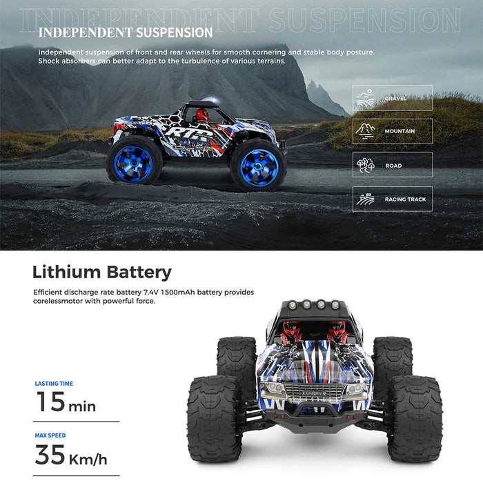 35km/hh 1/14 Off Road Rc Car LED Headlights