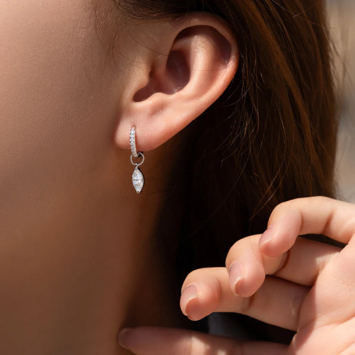 925 Sterling Silver 0.5Ct D Colour Moissanite Hoop Earrings In For Women