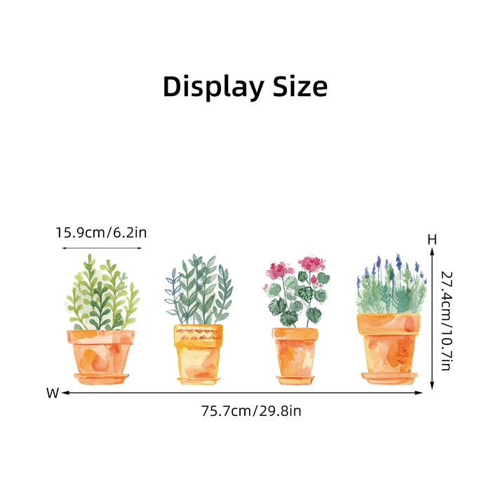 Watercolour Flower Wall Stickers 4Pc Set For Kitchen Living Room Bedroom Decor