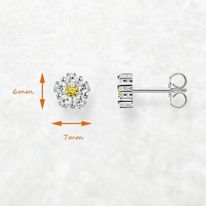 925 Sterling Silver Daisy Flower Stud Earrings Romantic Gift For Women