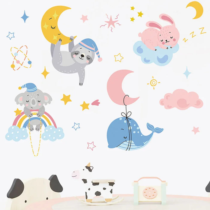 Adorable Cartoon Animal Wall Decals For Kids Room Decor