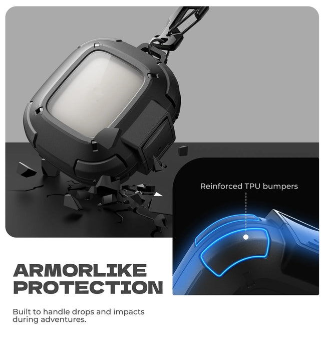 For Beats Powerbeats Pro 2 Rugged Bumper Tpu Shockproof Clear Case With Secure Lock Carabiner & Keyring & Cleaner Kit