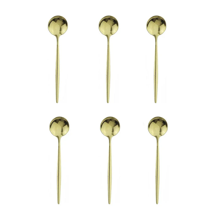 6 Piece Stainless Steel Mini Stirring Spoons For Coffee Tea Sauce Salt Sugar Black / Gold