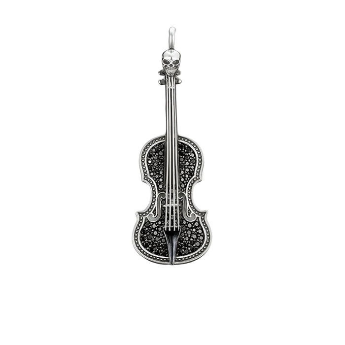925 Sterling Silver Skull Cello Pendant Rebel Street Jewelry For Men & Women