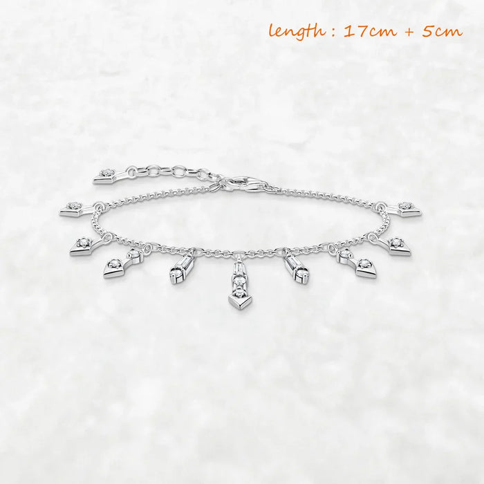 925 Sterling Silver Sun Rays Link Bracelet For Women Romantic Gift
