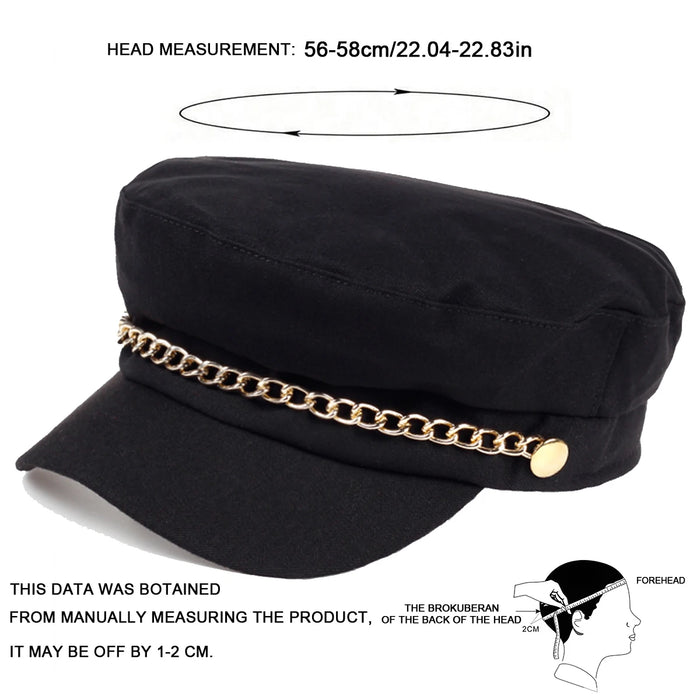 Stylish Unisex Chain Navy Sailor Hat Spring / Autumn Beret Cap For Men & Women
