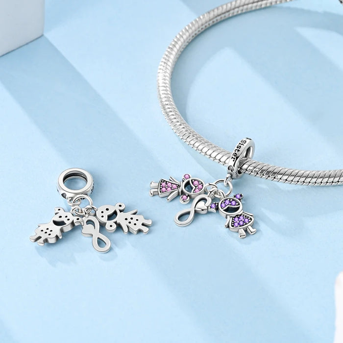 925 Sterling Silver Sister Charms Luck In Love Forever Diy Gift For Women