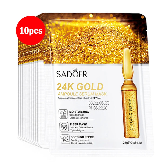 5 / 10 Piece 24K Gold Hyaluronic Acid Face Masks