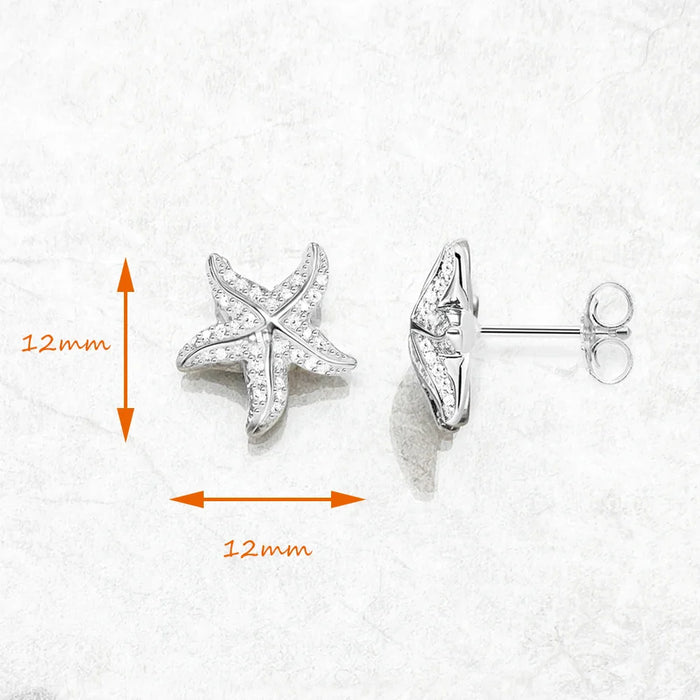925 Sterling Silver Stylish Starfish Pave Stud Earrings