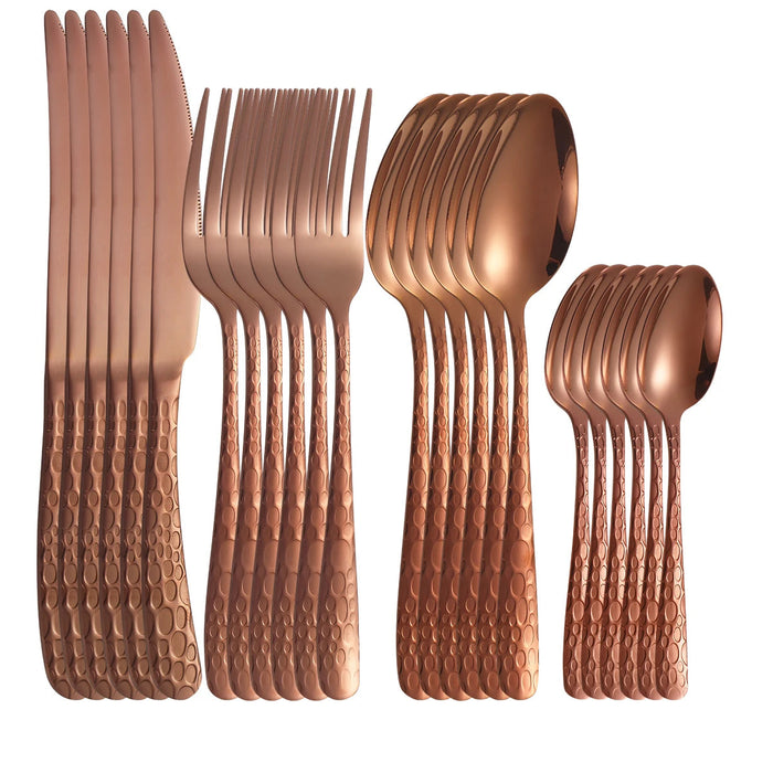 4 / 6 / 16 / 24 Piece Stainless Steel Rose Gold Tableware Set