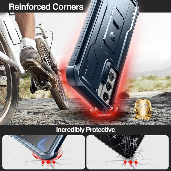 For Samsung S21 Plus 5G 6.7 Heavy Duty Military Grade Protection Case Built In Screen Protector & Kickstand
