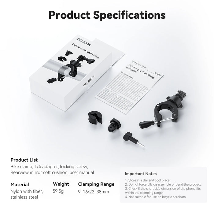 360 Degree Super Clamp For Action Cameras Cycling & Motorcycle Mount