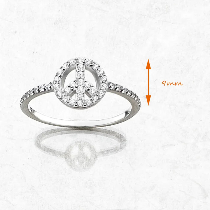 925 Sterling Silver Peace Symbol Ring Europe Style Glam Jewelry For Women