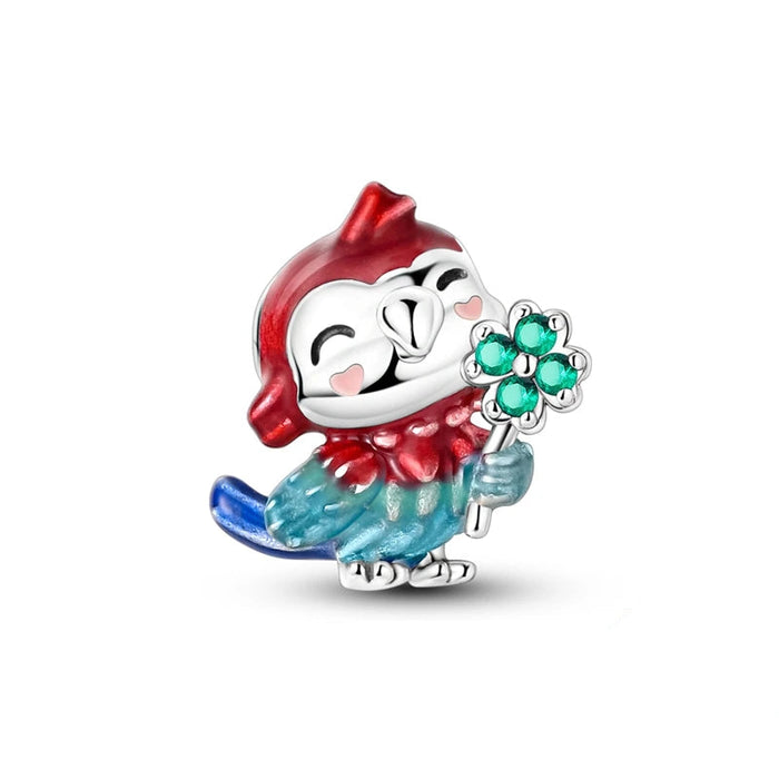 925 Sterling Silver Macaw Charm Pendant Fits Bracelet Diy Gift For Women