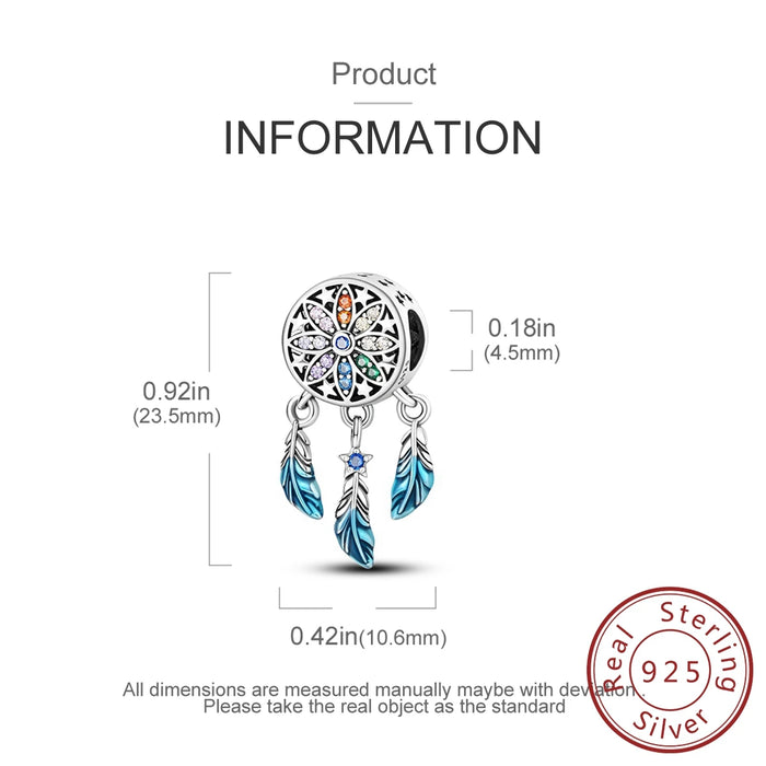925 Sterling Silver Starry Night Dreamcatcher Beads Fits Bracelet Women Diy Gift