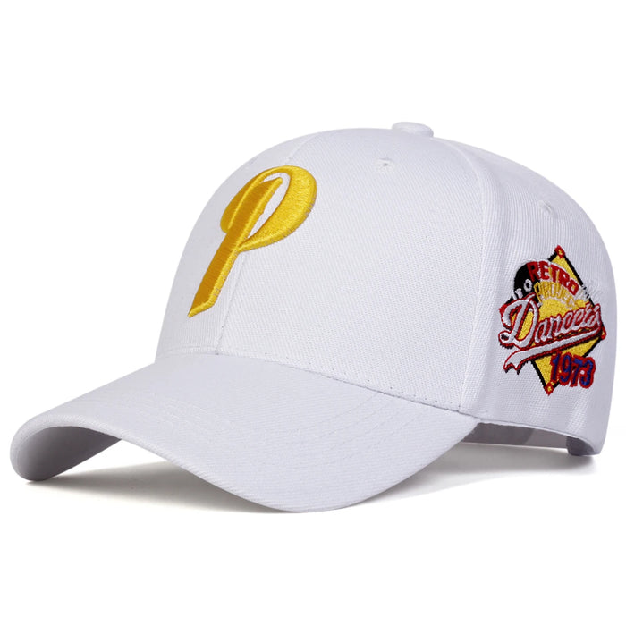 Adjustable Unisex P Letter Embroidered Baseball Cap Spring / Autumn Outdoor Casual Hat