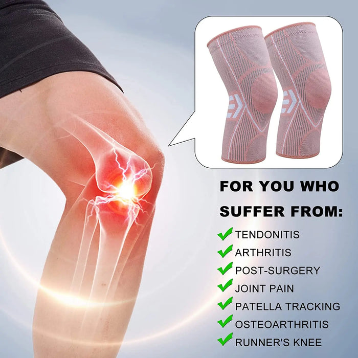 Pair of Breathable Compression Knee Support Sleeve Gym & Sports Protector