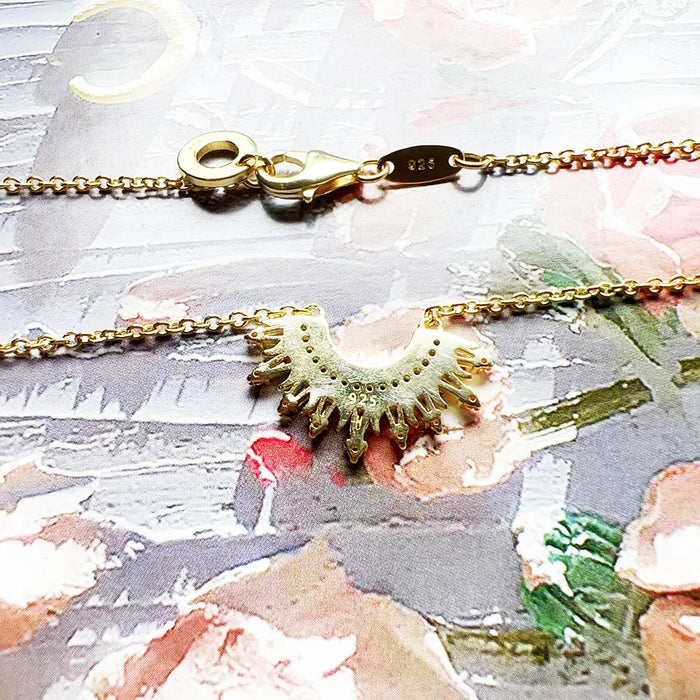 925 Sterling Silver Autumn Sun Beams Necklace Gold Plated Colourful Bohemian Jewelry For Women