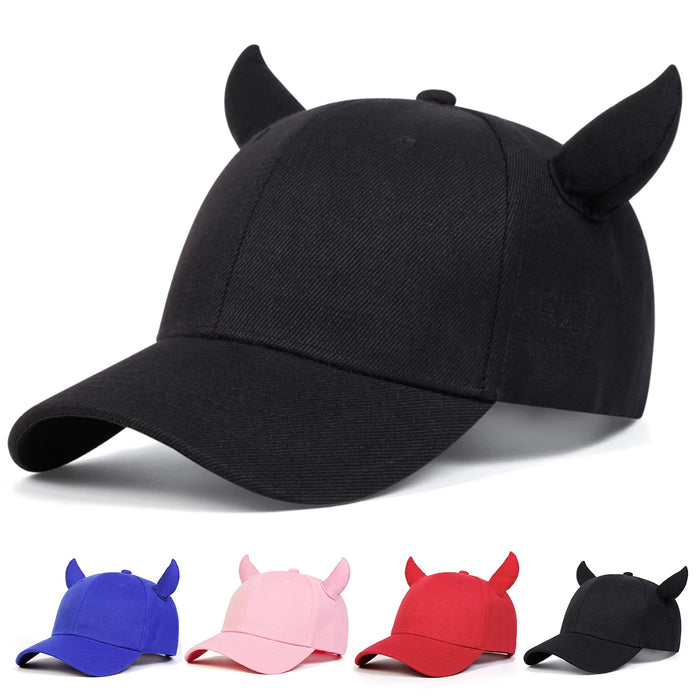 Customizable Bull Horn Baseball Cap Adjustable Sun Hat For Outdoor Activities